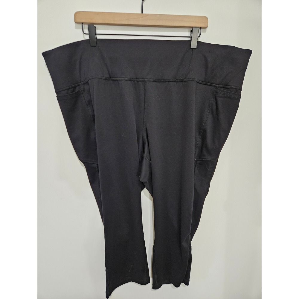 Livi Active Lane Bryant Black Mesh Panel Pocket Crop Leggings Womens 26/28